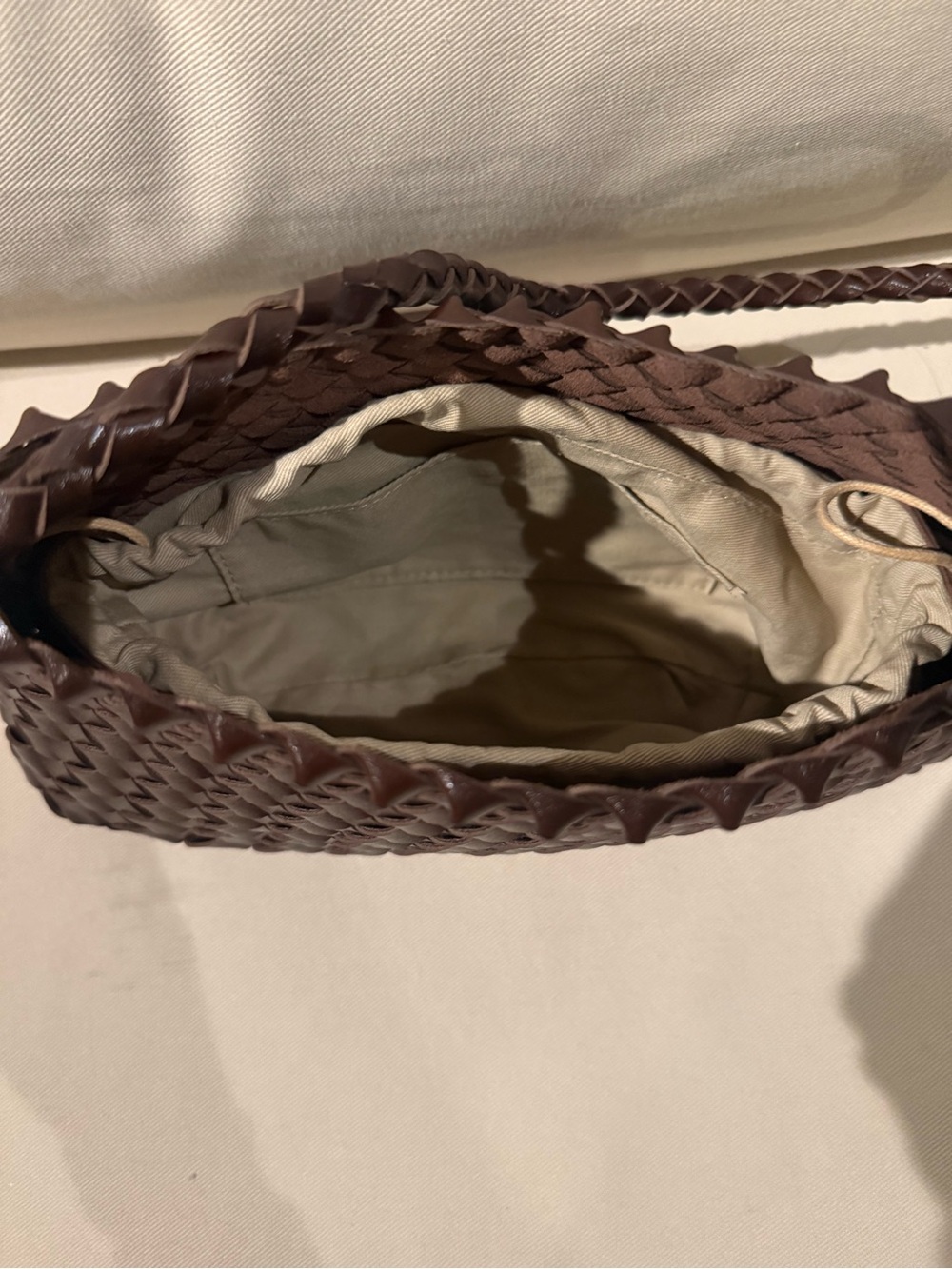 Anthropologie Calla Woven Leather Shoulder Bag - Chocolate - Picture 3 of 4